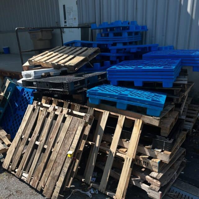 Pallet overload,  but not enough for the larger guys to come and take… companies call us to remove them. 484.546.4870